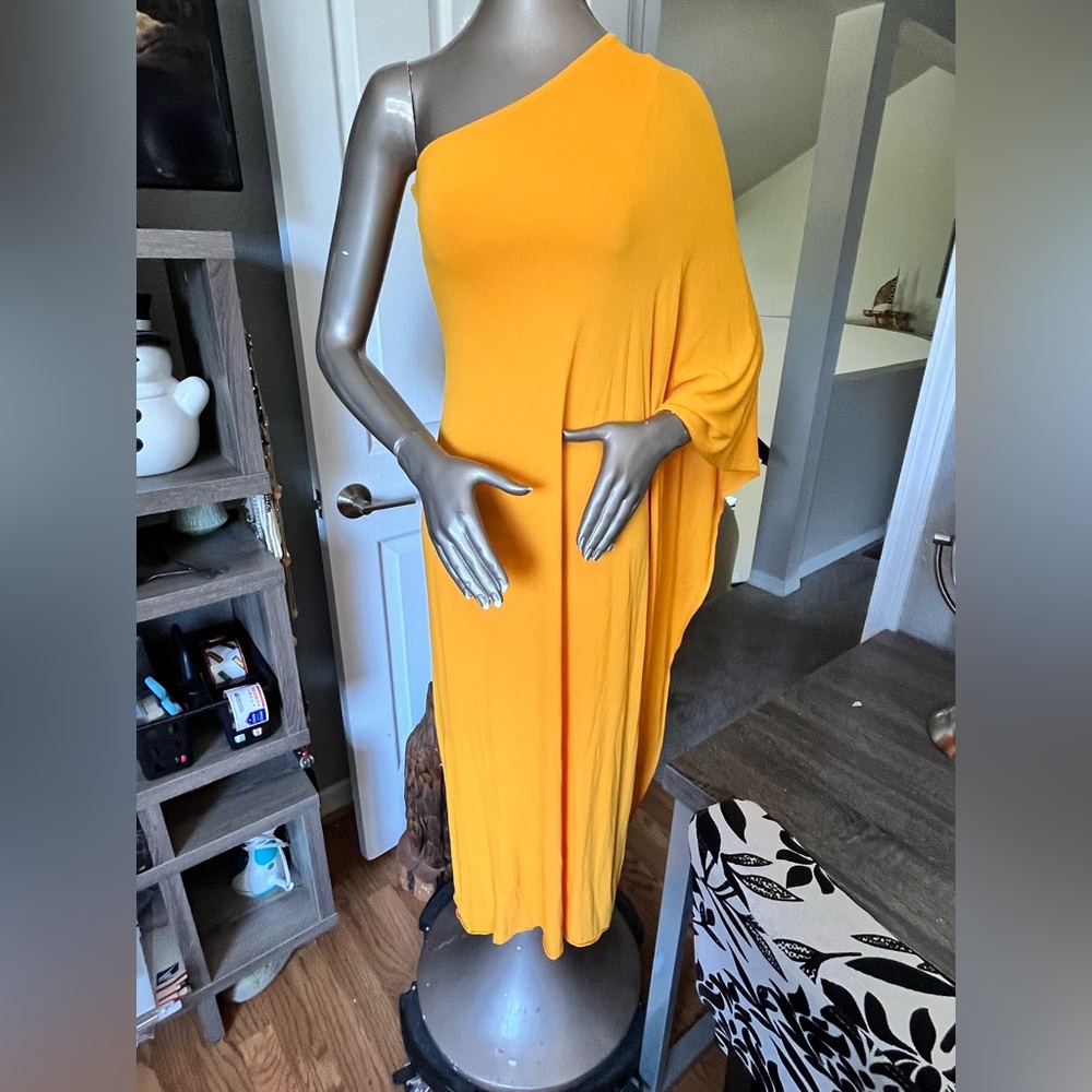 Zara Yellow One Shoulder Cocktail Dress